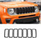 Coperchio inserto griglia anteriore auto ABS, rivestimento inserti griglia 7pcs per Renegade 2019-2023, 21.5 x 10cm Nero
