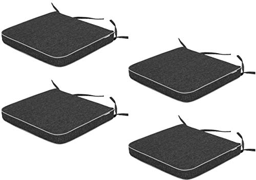 PillowPrim sitzkissen – stuhlkissen - Komfortabler Sitz - Für Zuhause und Garten - Bequemes Sitzen - Set mit 4 Stück - Gebunden - 48x45 cm - Schwarz