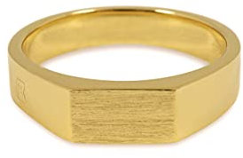 Herren Ring Gold Siegelring aus 925 Sterling Silber Echtgold vergoldet eckig handgemachte Fläche minimalistisch hochwertiger Männerschmuck aus Deutschland mit Geschenk-Box (62)