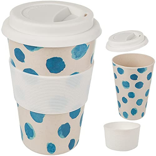 alles-meine.de GmbH Geschirr Motiv & Artikel wählbar Coffee to Go Becher/Trinkbecher/Kaffeebecher - Punkte blau - 400 ml / 0,4 Liter - BPA frei - mit Deckel - dicht versc..
