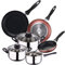 San Ignacio Set Batería de cocina de 5 piezas acero inoxidable + 3 sartenes Ø16/20/24 cm aluminio prensado, aptas para inducción, PK3360