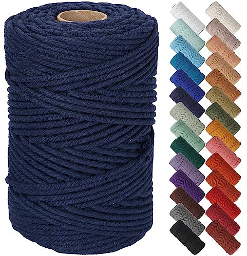 NOANTA Cordoncino macramè blu scuro, 5 mm x 30 m, corda di cotone macramè, filo colorato in cotone per appendere alla parete, appendini per piante, artigianato, lavori a maglia