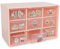Kleine Schubladen, Desktop-Kunsthandwerk-Aufbewahrungsbox, Kunststoff-Organizer mit 9 herausnehmbaren Schubladen zum Nähen, Heimwerken, Kunstbedarf, Bürobedarf und Schmuck (Rosa)