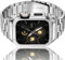 Amznew Bracelet Apple Watch en acier inoxydable avec étui Compatible avec Apple Watch Ultra 6/5/4/SE(44mm), Bracelets iWatch en métal pour hommes, Argent