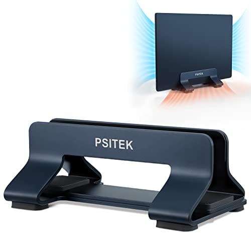 Psitek Support Vertical pour Laptop en Aluminium, Largeur de Fente Réglable 12-42mm, Rangement Vertical Gain de Place pour MacBook et Ordinateurs Portables