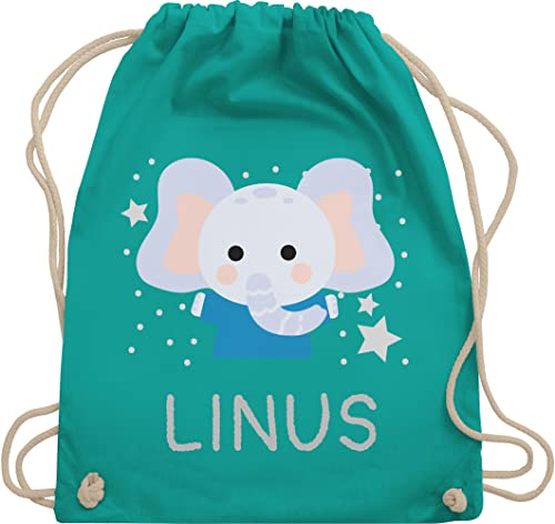 Turnbeutel Rucksack - Elefant Kinder - Unisize - Türkis - kita tasche für name elefanten stoffsackerl stofftasche kindergarten und elephant jungen turnsackerl beutel junge elefantenmotiv kind