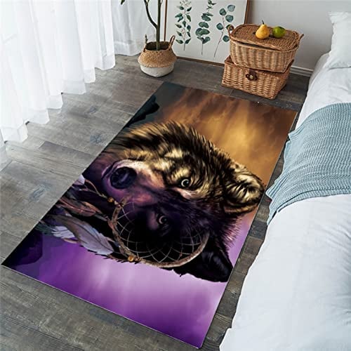 Wolf Große Teppiche für Wohnzimmer Lion Bereich Teppich Lila Braun rutschfeste Fußmatte Fußmatte 80X150cm