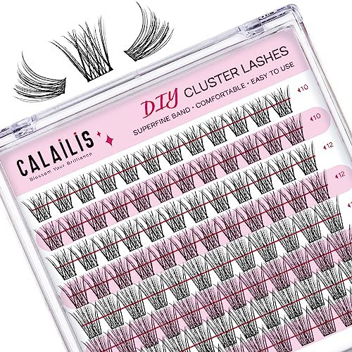 CALAILIS Wimpern Einzeln, 96 Pcs DIY Einzelne Wimpern Für Die Selbstanwendung Von Lash Extesnion Zu Hause, 10-16mm D Curl Cluster Individual Lashes (HD01-MIX)