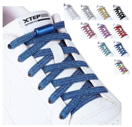 Olukssck 2 Pares Cordones Elasticos Zapatillas Deporte para Niños y Adultos, Cordones Elasticos 6 mm de Ancho Sin Nudos con Hebilla Metal, No es Necesario Atar Cordones de Zapatos, 110cm, Azul Real