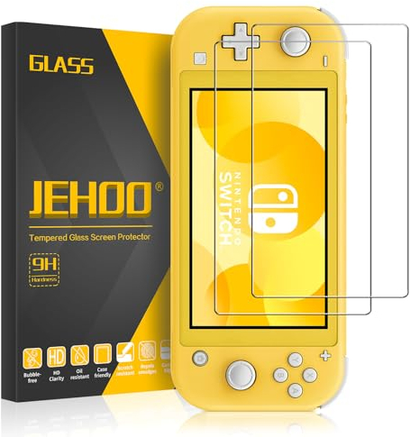 JEHOO 2 Pièces Verre Trempé pour Nintendo Switch Lite modèle 2019, Film de Vitre Protection d’Écran en verre trempé, Sans Bulles Ultra Résistant HD Transparent Dureté 9H Glass Anti Rayure