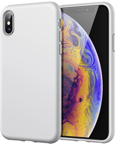 JETech Silicone Case for iPhone XS Max 6.5-Inch, Silky-Soft Touch Full-Body Protective Case, Shockproof Cover with Microfiber Lining (Light Grey)