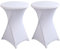 Littleprins Stehtisch Hussen 2er Set, Stretch Stehtischhussen, Hussen für Stehtische, Verstärkung im Fußbereich Bügelfrei und Maschinenwaschbar (Ø60 x 110 cm, Weiß)