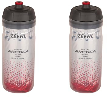 ZEFAL Pack Arctica 55 - Lot de Deux Bidons Vélo 550 ML - Gourde Vélo Isotherme - Inodore et Etanche - Bidon Sport sans BPA - Argent/Rouge