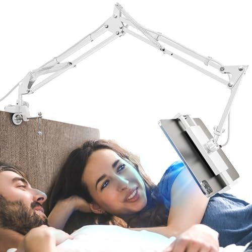 CACENCAN Foldable Tablet Stand, Tablet Mount Adjustable for Bed,Universal Flexible Tablet Holder with 360 Degree Rotation for iPad/iPhoneX/iPad Pro/N-Switch,or Other 4.5~13.5 Inches Devices (White)