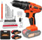 Cordless Drill, 21-Volt Electric Screwdriver Drill 2 Variable Speed, LED Work Light, MAX 1400 RPM with 29PCS Drill Bits Set DIY Tool for Home Drilling Wood/Metal (2 X 1.5 Ah Battery)