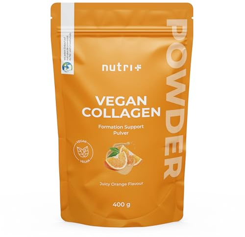 Nutri + Vegan Collagen Formation Support - Pulver zur Unterstützung der Kollagenbildung bzw. Kollagen Peptiden - mit Hyaluronsäure - 400 g Orange