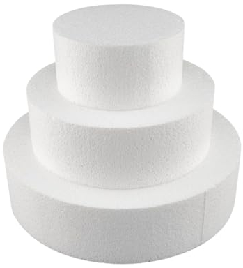 Cake Company Torten Dummy Set 3 Etagen | 24cm hohe, hochwertige Styropor Torte | Deko-Torte ⌀20, 15, 10cm - 8cm Hoch | weiß (3 Stöckig)