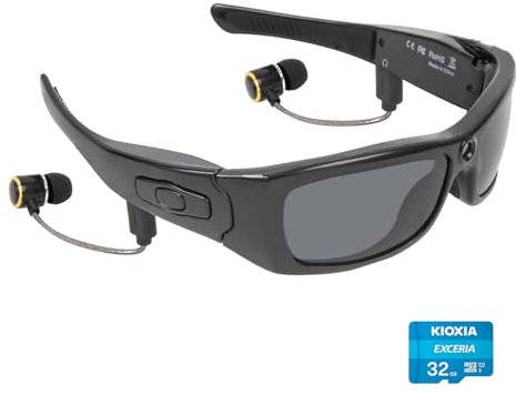 Hereta Bluetooth Camera Sunglasse Full HD 1080P Video Camera Glasses with UV Protection Polarized Lens for Outdoor and Travel (Included 32GB TF Card)