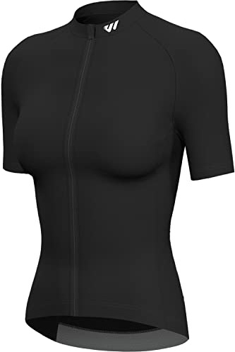 Lo.gas Radtrikot Damen Kurzarm,Fahrradtrikot Rennrad Trikot Atmungsaktiv Frauen Fahrrad Shirt Sommer Fahrradjacke Radfahren Top Mit 3 Taschen XXL Schwarz