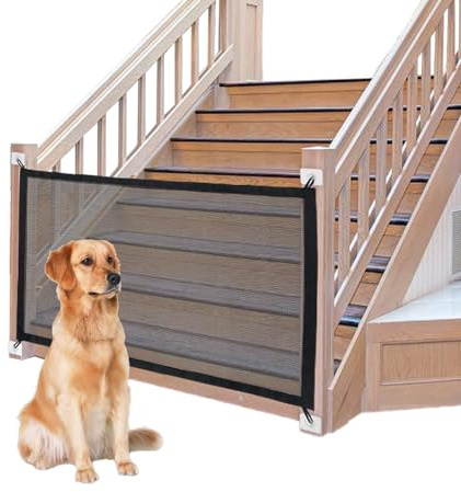 Red de barrera para mascotas, puerta de seguridad para bebés, red de aislamiento seguro, puertas plegables para escaleras, 110 x 72 cm