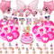 Ballon Bar-bie Birthday Decorations Girls- 48Pcs Hot Pink Princess Party Decorations Bar-bie Latex Balloons Pink Happy Birthday Banner Cake Cupcake Toppers for Kids Princess Party Supplies Decoration