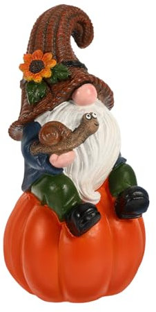 Kürbis Gartenzwerg Figur aus Kunstharz für Herbst Party Erntedankfest