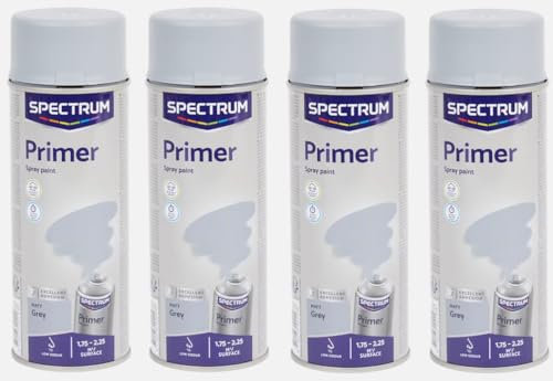 Générique Lot de 4 Bombes Primer Gris Mat 400ml - Bombe Peinture Aérosol - Séchage rapide - 938