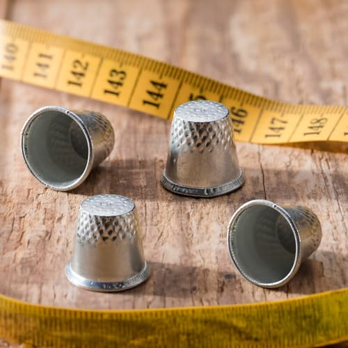 Leddy Living Set di 4 Ditali in Metallo per Cucito, Robusti e con Piccoli Intagli, Perfetti per Cucito a Mano, Ricamo e Artigianato - Accessori Fai da Te Essenziali per la Casa