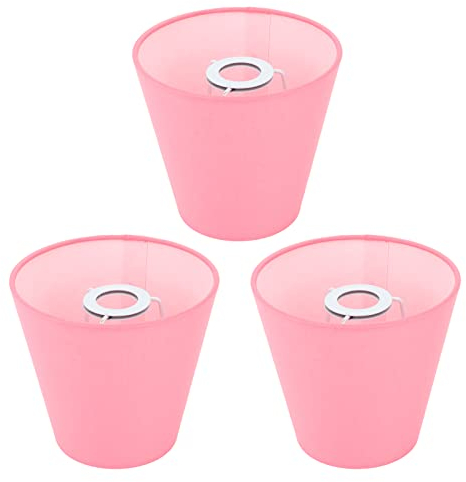 Abat-jour Lot de 3, petit abat-jour en tissu baril E14, abat-jours tambour pour lampes de table, lampadaire, abat-jours en tissu moderne pour chambre à coucher, chevet (Rose)