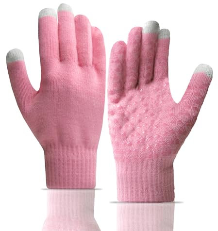 Long Keeper Guanti Invernali Uomo Donna - Guanti Touch Screen Termici a Maglia Elastica Guanti Guida Caldi Antivento Antiscivolo per Ciclismo Corsa Sportivi