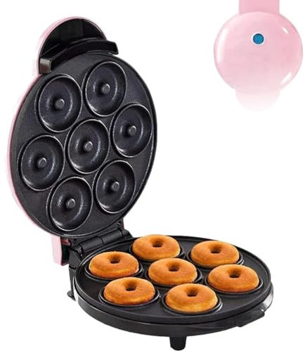 GXLDIANPU Donut Maker, 7-holee Electric Doughnut Maker, Double-Sided Heating, Non-Stick Coating, Replaceable Bakeware, For Home Breakfast
