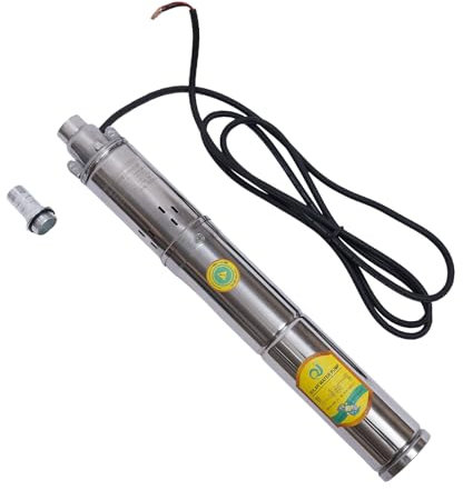 1 Tiefbrunnenpumpe 24V 370W DC Brunnenpumpe, 2000L/h Tauchpumpe Bürstenloser Tauchwasserpumpe, Max. Förderhöhe 65m, Max. Drehzahl 2850U/min