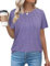 Gyabnw Maglietta Donna Maniche Corte Elegante T-Shirt Girocollo Magliette Cotone Donna Moda Camicia Top Casual Tee