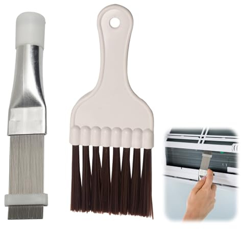 Peigne à lamelles pour sèche-linge - Brosse de nettoyage - Condensateur - Peigne de nettoyage - Nettoyeur de climatisation - Peigne à lamelles - Séchoir à pompe à chaleur (1 brosse en fibre de palmier