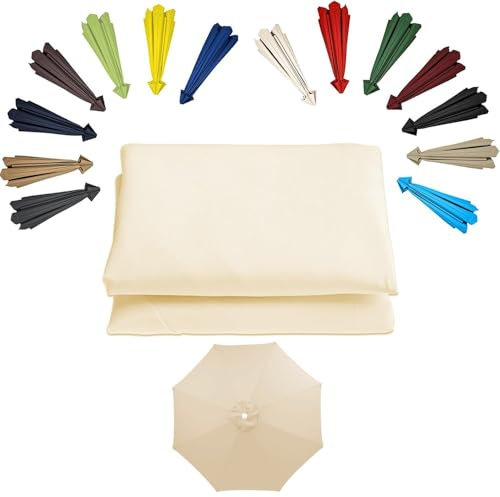 Toile De Remplacement Parasol 8 Baleines Auvent De Rechange Pour Parapluie 2m 2.7m 3.0m Ronde Housse De Rechange Parapluie De Jardin Plage, Bâche De Remplacement Pour Parasol Déporté(Beige,(8ribs)2.7m