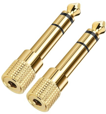 2 adattatori jack da 6,35 mm a 3,5 mm in rame puro con contatti placcati in oro, adattatore jack stereo da 6 3 a 3 5 jack per cuffie, microfono, altoparlante, piano elettrico