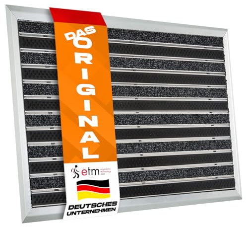 etm Fussabtreter Aussenbereich Alu -Verschiedene Modelle - rostfrei & wetterfest - Haustür Fußabtreter (Optimum Mat, 39 x 60 cm - Rips & Bürsten)