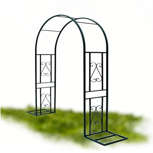 Plantes grimpantes Arche de jardin Noire,Tube carré Arceau à rosiers,Pelouse extérieure Tonnelle,Métal Treillis,concombres Support,Pergola décorative pour entrée Sentiers(Noir,L 260 x H 230cm)