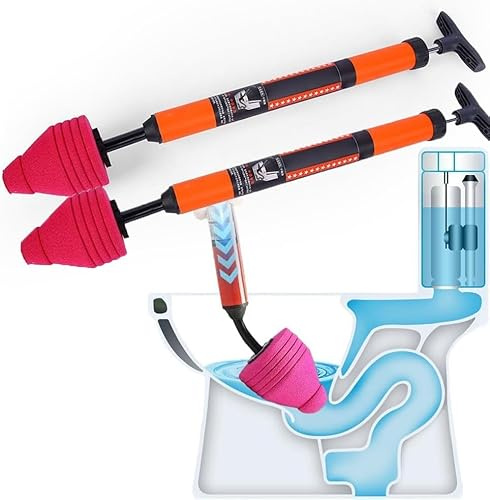 HoldOneLight 2 Pack Multi-Purpose Drain Plunger Unblocker | Works for Toilets, Bathtubs, Showers and Multiple Drains, Red