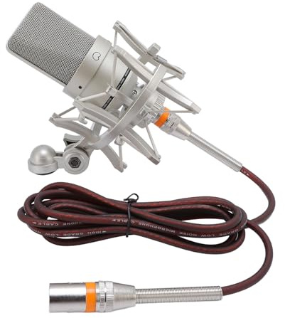 Xiuganpo Microfono Studio XLR, Microfono Condensatore 3 Pin XLR Area di Bordo Segnale Stabile per lo Streaming Live (GOLD)