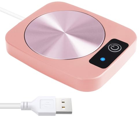 JCSJK USB Coffee Mug Warmer for Desk, Cup Heated Coaster 45℃ Hot Plate for Heating Water Tea Milk Cappuccino Home Office, Gift for Coffee Lover (Pink)