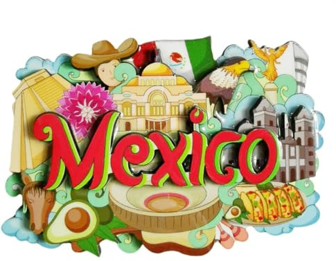 Mexiko 3D Wahrzeichen Kühlschrankmagnet Touristen-Souvenirs Holz magnetische Aufkleber Mexiko Kühlschrankmagnet Home & Kitchen Dekoration aus China