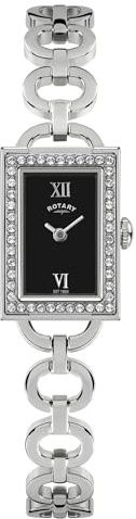 Rotary Ladies Cocktail Stone Set Rectangular Stone Set Stainless Steel Bracelet Watch