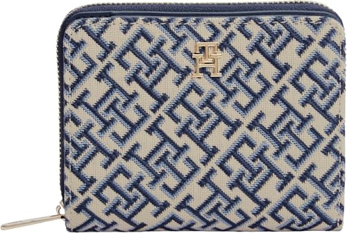Tommy Hilfiger Damen Geldbörse Icon Flap Jacquard mit Monogramm-Print, Mehrfarbig (Blue Mono), Einheitsgröße