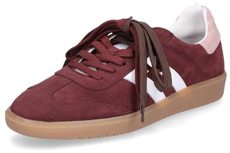 Mids Morgan Damen Sneaker Velourleder, Streetwear Style mit Kontraststreifen, Wechselfußbett und Schnürung