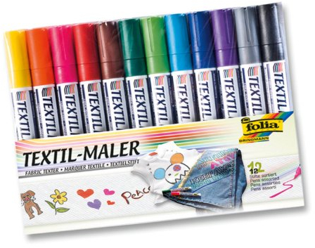 folia 581 - Textil-Maler, 12er farbig sortiert, lichtbeständig und wasserfest