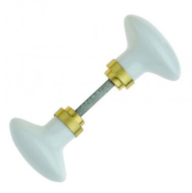 Bouton double de porte intérieure en porcelaine blanche, OVAL