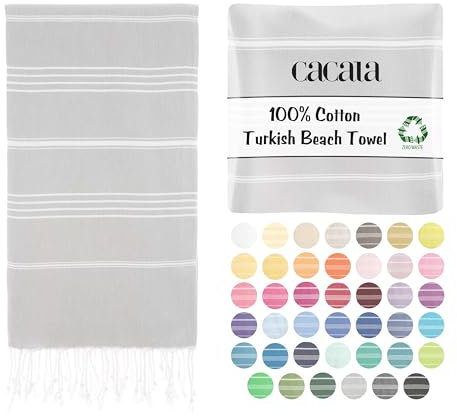 Cacala Türkische Badetücher, Pure-Serie, Baumwolle, Silbergrau, 95 x 175 x 0.5 cm