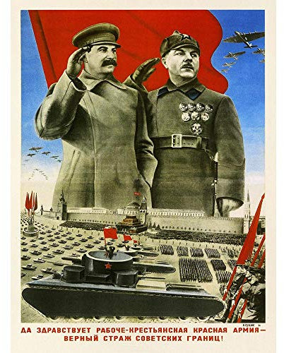 Wee Blue Coo Political Soviet Union Stalin Military Red Army Parade Art Print Poster Wall Decor Kunstdruck Poster Wand-Dekor-12X16 Zoll