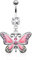 Paula & Fritz® Bauch-nabelpiercing Chirurgenstahl Schmetterling Anhänger Zirkonia Silber Pink Banane Bauch-Piercing Bananabell Nabel-Piercing 10-mm Stab